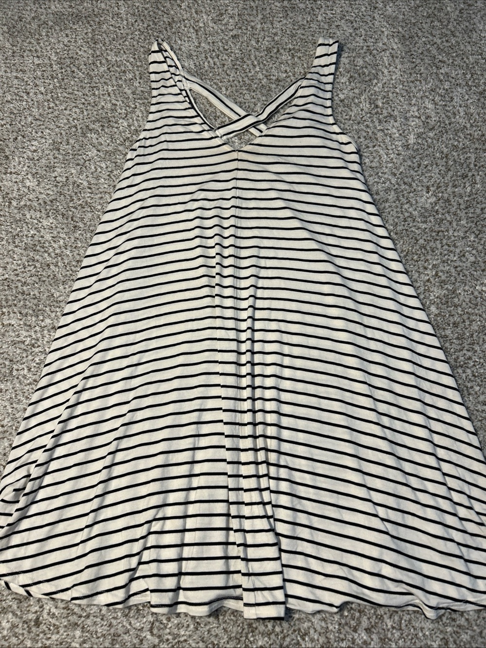 American Eagle Outfitters Ivory and Black Striped Mini Dress